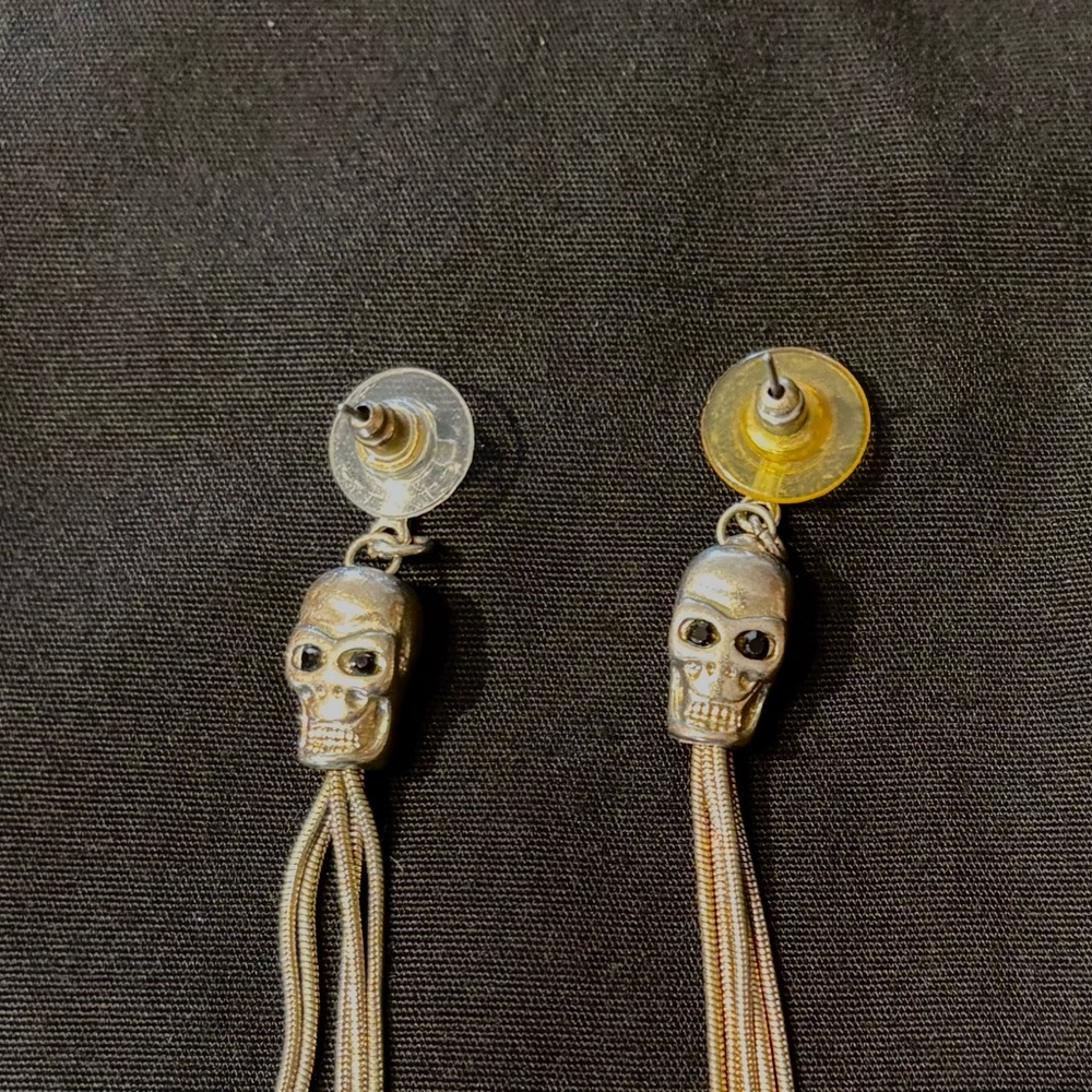 Gold Skull Dangle Earrings